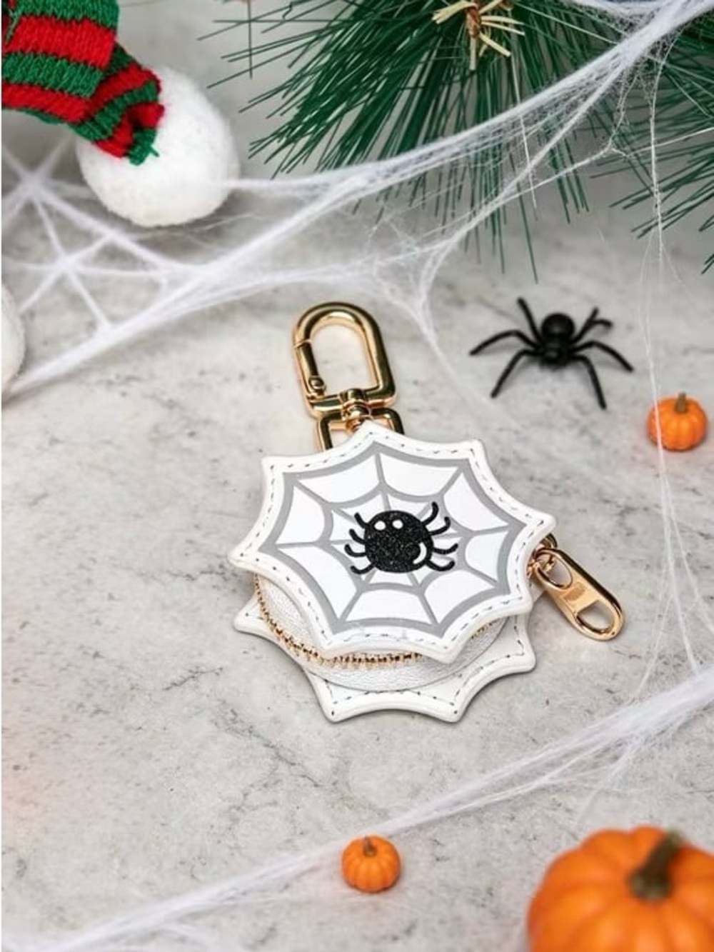 White Spider Web Keychain Coin Pouch – HALLOWEEN LIMITED EDITION